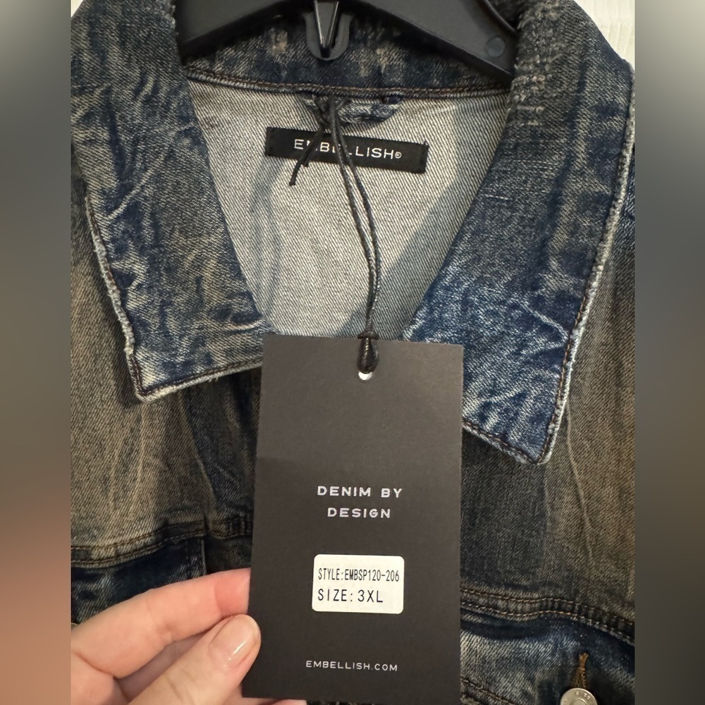 New Embellish Men's Kane Distressed Dirty Denim Jacket - Picture 9 of 14